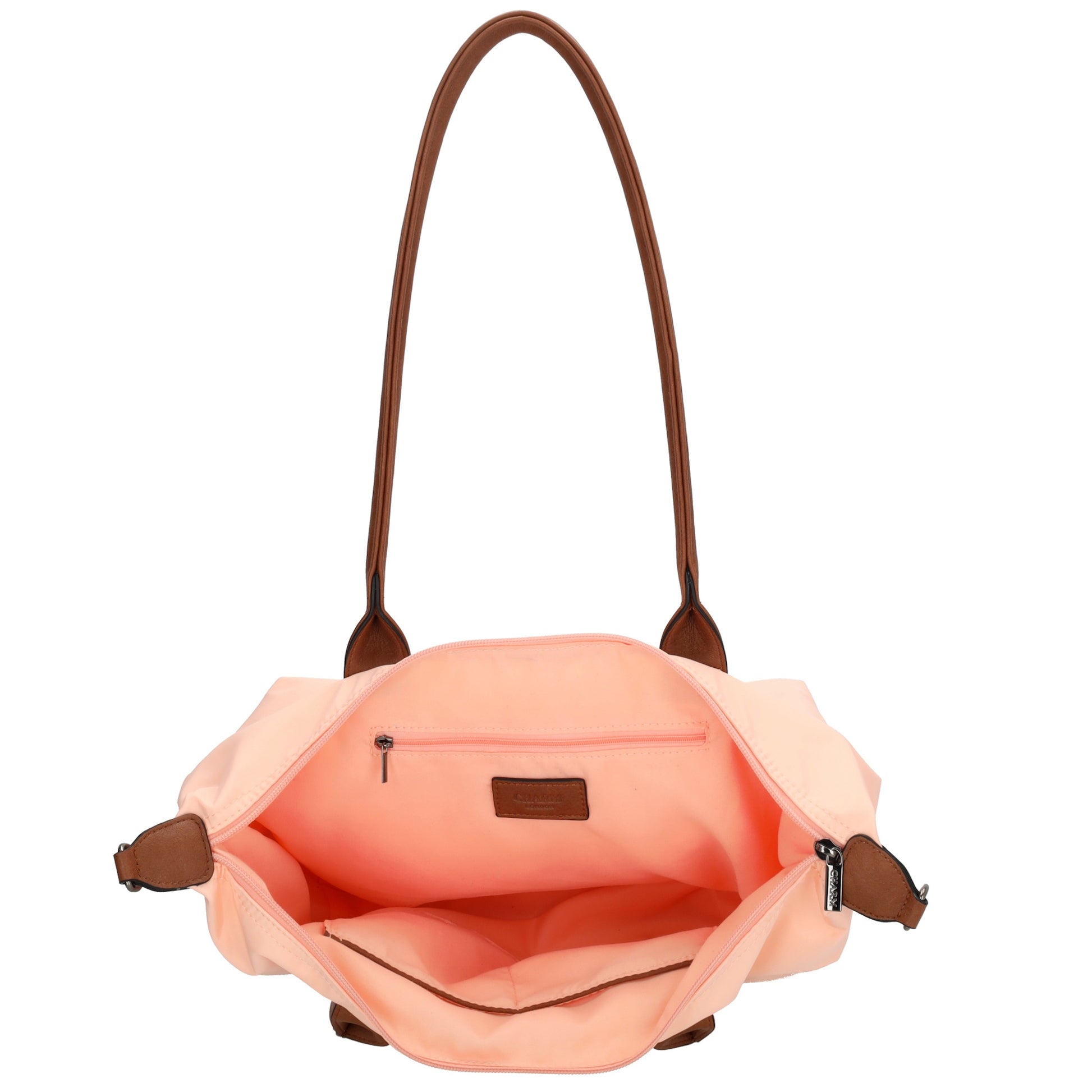 Schultertasche 42x25cm in Hellrosa|Nude aus Nylon - leder-accessoires.com