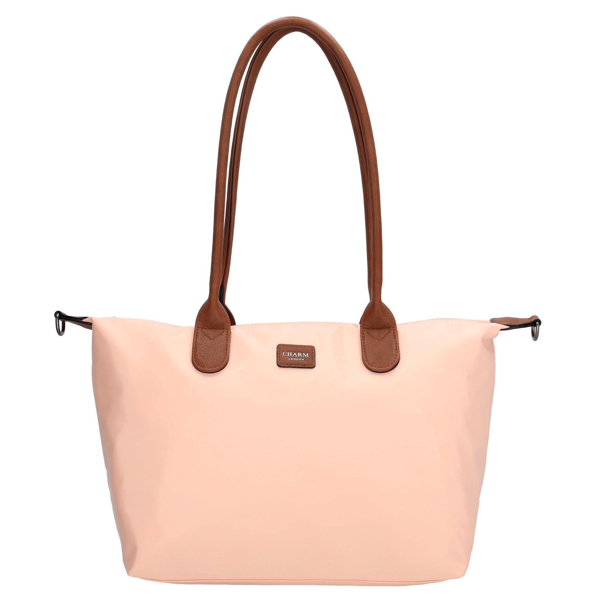 Schultertasche 42x25cm in Hellrosa|Nude aus Nylon - leder-accessoires.com
