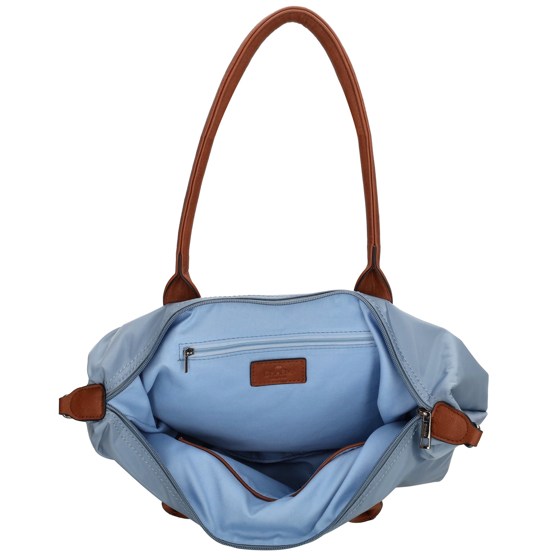 Schultertasche 42x25cm in Stahlblau aus Nylon - leder-accessoires.com