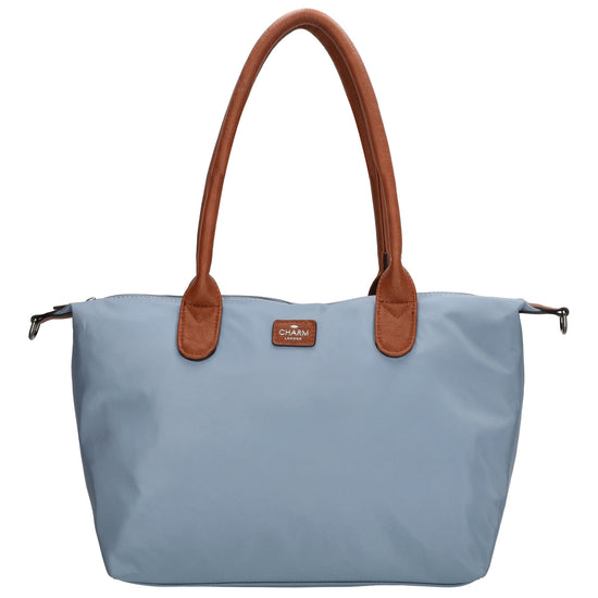 Schultertasche 42x25cm in Stahlblau aus Nylon - leder-accessoires.com