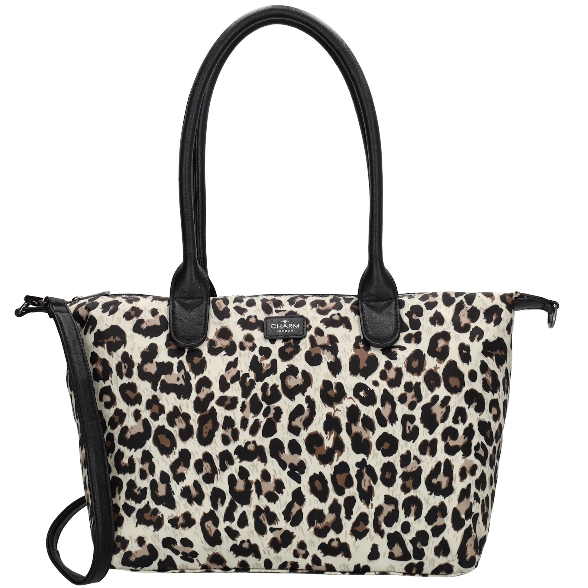 Schultertasche 42x25cm in Leo|Beige aus Nylon - leder-accessoires.com