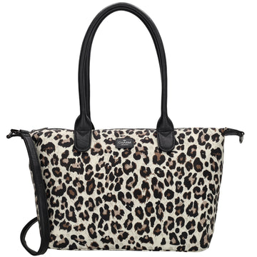 Schultertasche 42x25cm in Leo|Beige aus Nylon - leder-accessoires.com