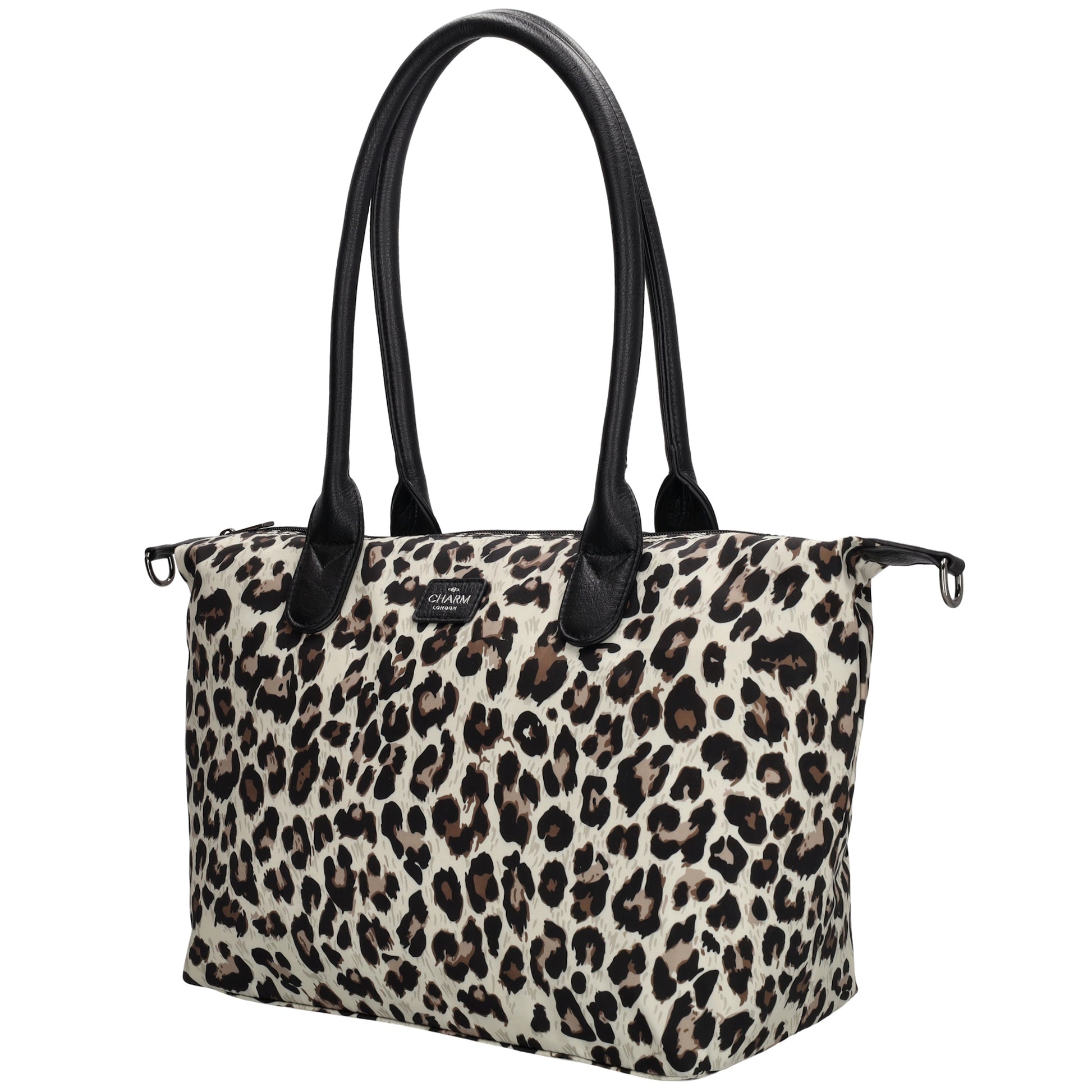 Schultertasche 42x25cm in Leo|Beige aus Nylon - leder-accessoires.com