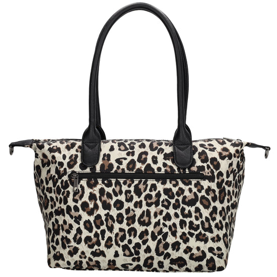 Schultertasche 42x25cm in Leo|Beige aus Nylon - leder-accessoires.com