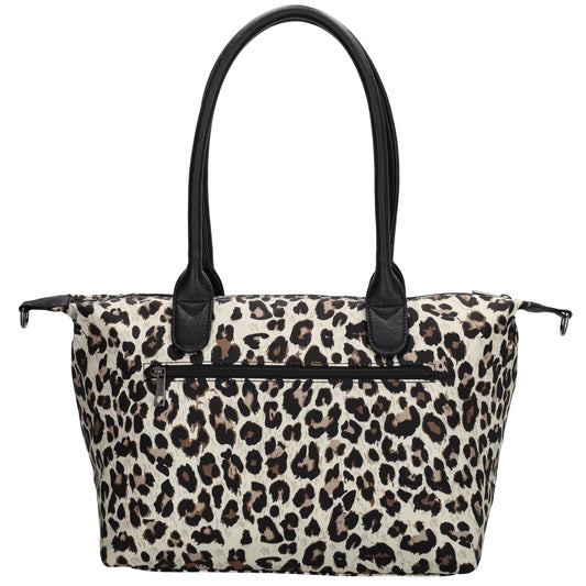 Schultertasche 42x25cm in Leo|Beige aus Nylon - leder-accessoires.com