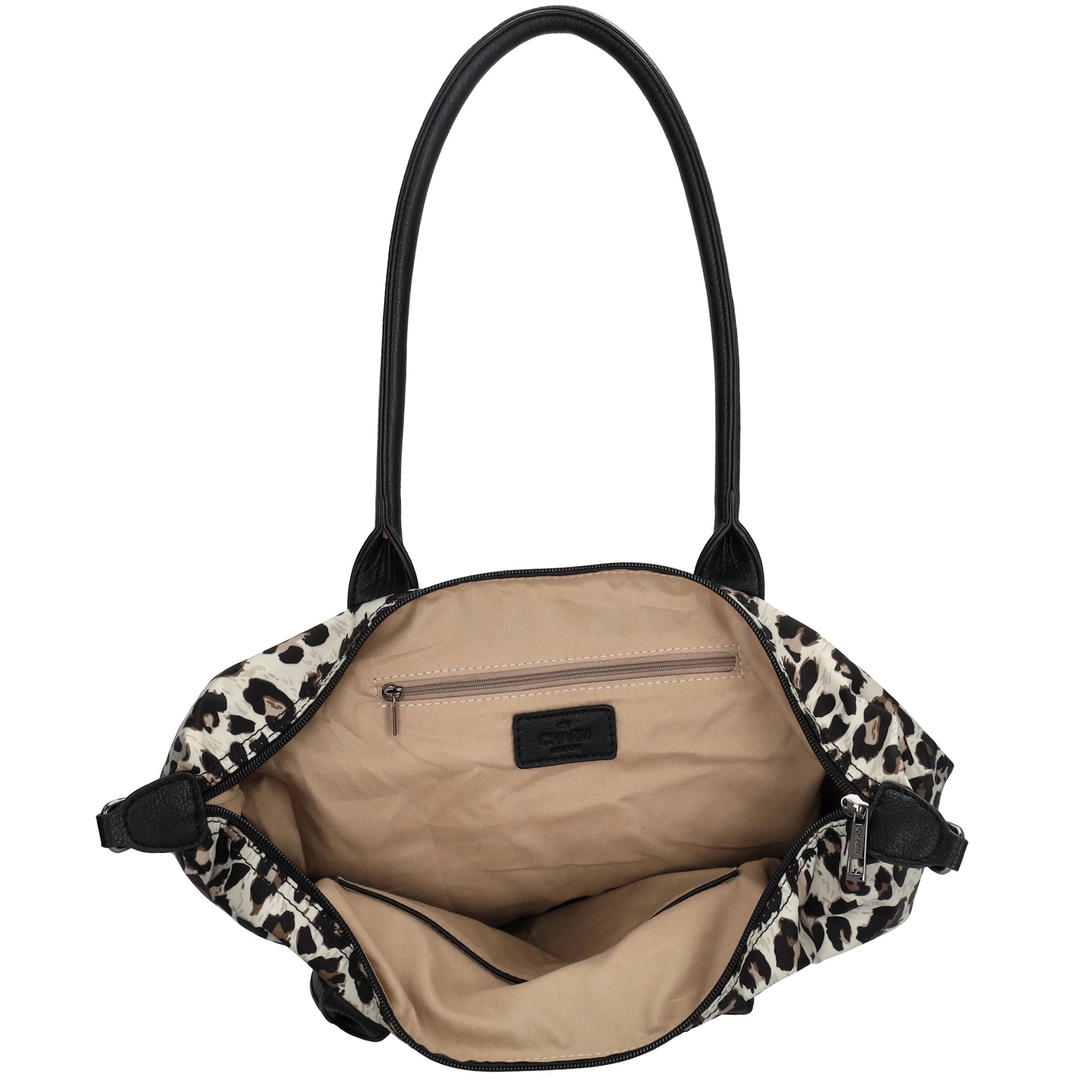 Schultertasche 42x25cm in Leo|Beige aus Nylon - leder-accessoires.com