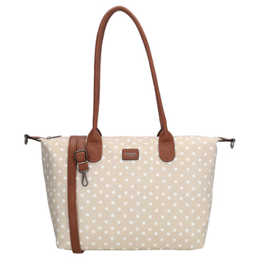Schultertasche 42x25cm in Punkte Weiß|Nude aus Nylon - leder-accessoires.com