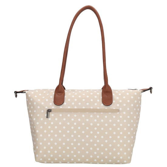 Schultertasche 42x25cm in Punkte Weiß|Nude aus Nylon - leder-accessoires.com