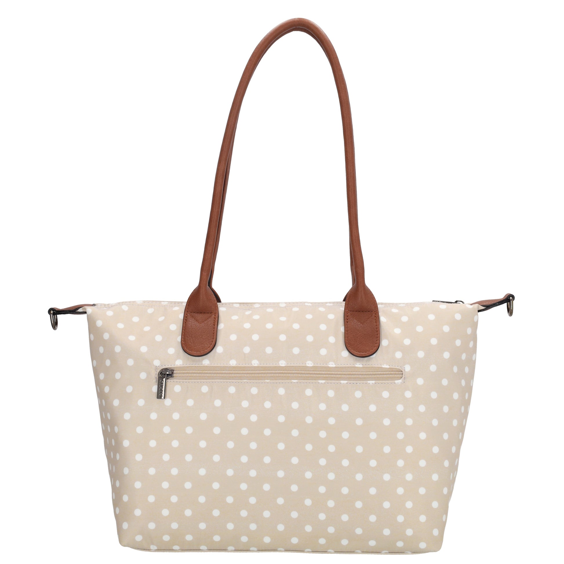 Schultertasche 42x25cm in Punkte Weiß|Nude aus Nylon - leder-accessoires.com
