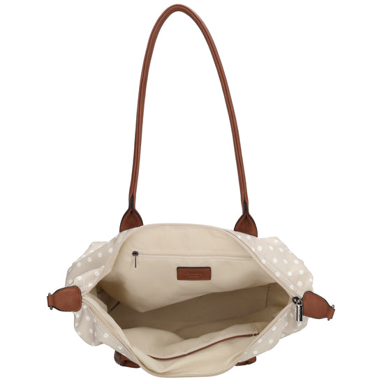 Schultertasche 42x25cm in Punkte Weiß|Nude aus Nylon - leder-accessoires.com