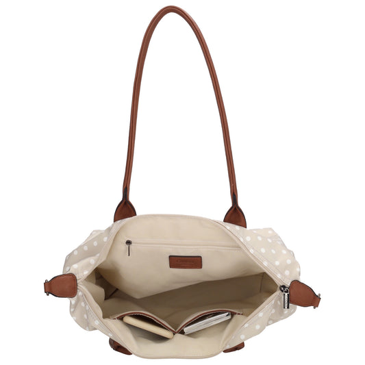 Schultertasche 42x25cm in Punkte Weiß|Nude aus Nylon - leder-accessoires.com