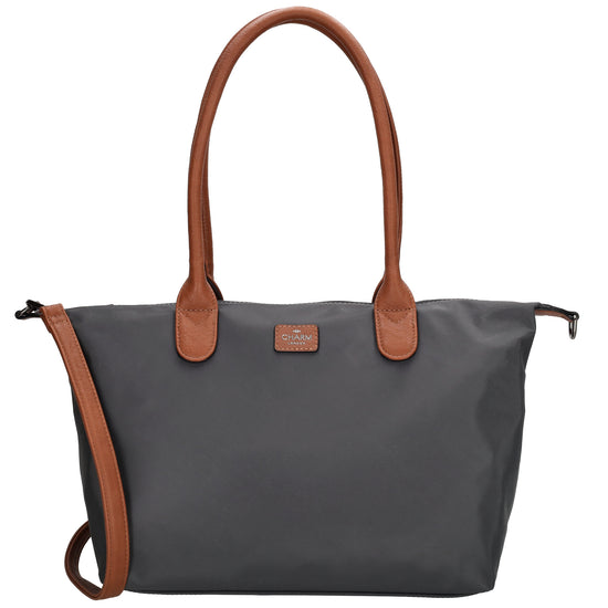 Schultertasche 42x25cm in Dunkelgrau aus Nylon - leder-accessoires.com