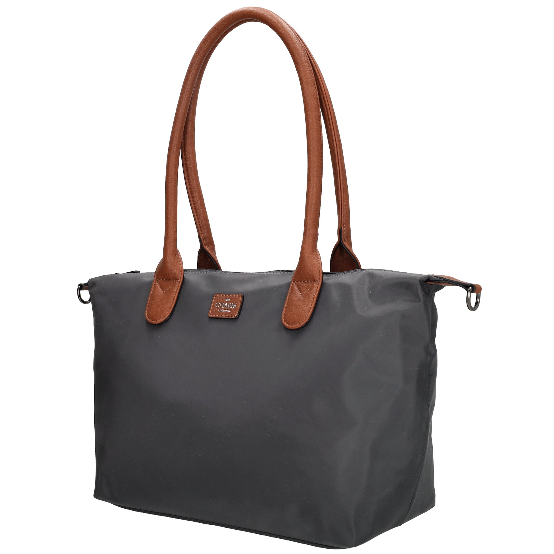 Schultertasche 42x25cm in Dunkelgrau aus Nylon - leder-accessoires.com