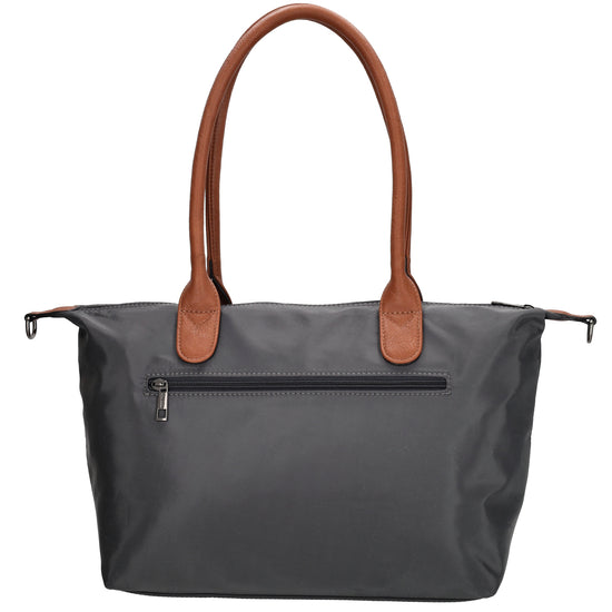 Schultertasche 42x25cm in Dunkelgrau aus Nylon - leder-accessoires.com