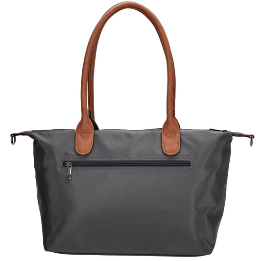 Schultertasche 42x25cm in Dunkelgrau aus Nylon - leder-accessoires.com