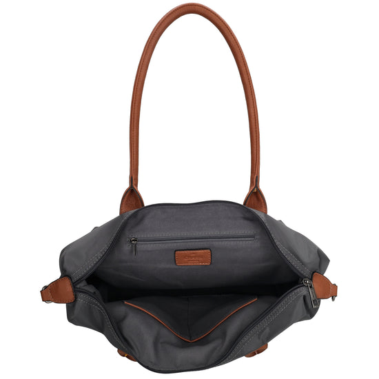 Schultertasche 42x25cm in Dunkelgrau aus Nylon - leder-accessoires.com