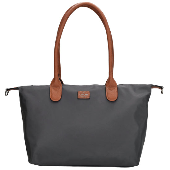 Schultertasche 42x25cm in Dunkelgrau aus Nylon - leder-accessoires.com