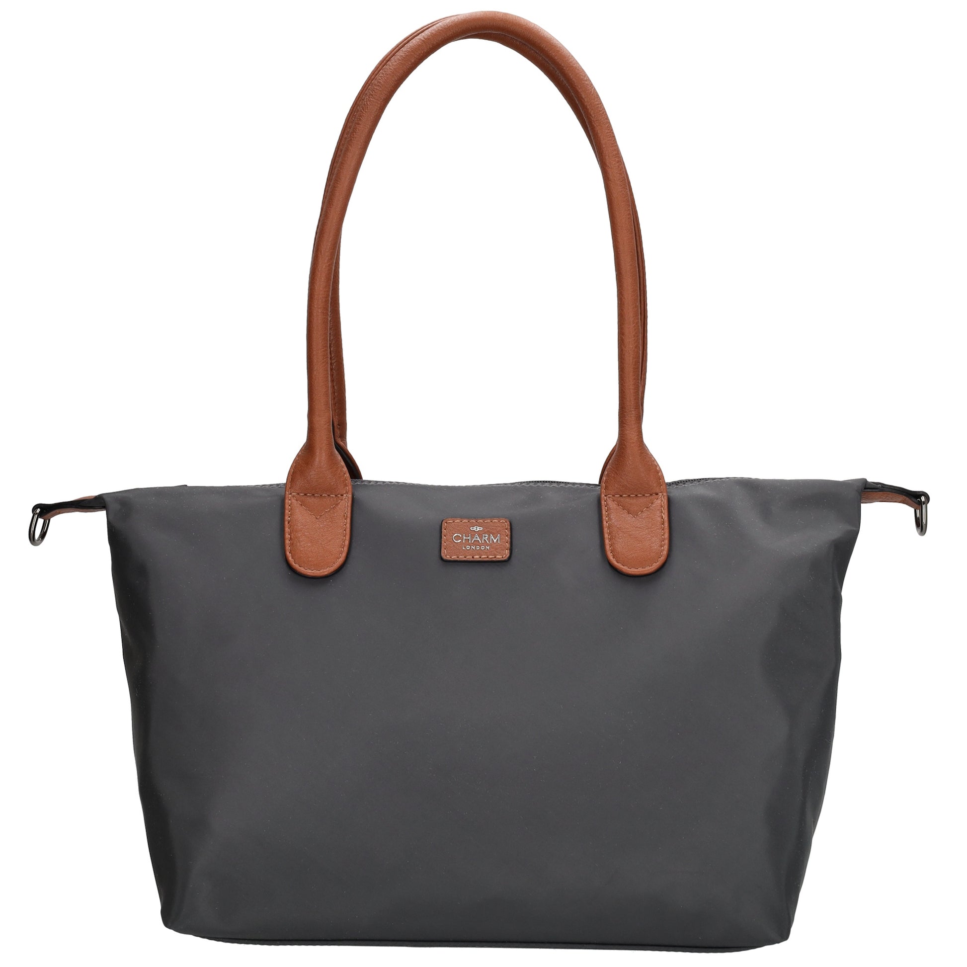 Schultertasche 42x25cm in Dunkelgrau aus Nylon - leder-accessoires.com
