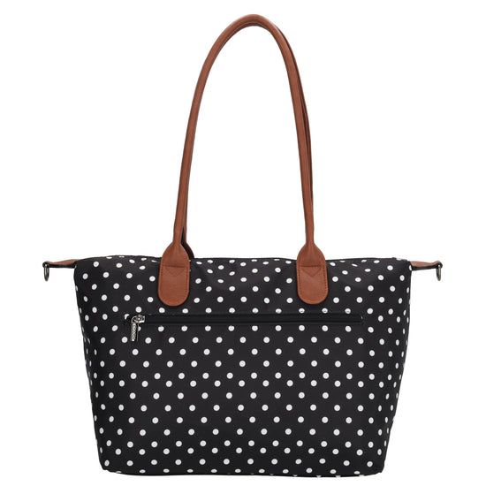 Schultertasche 42x25cm in Schwarz| Punkte Weiß aus Nylon - leder-accessoires.com