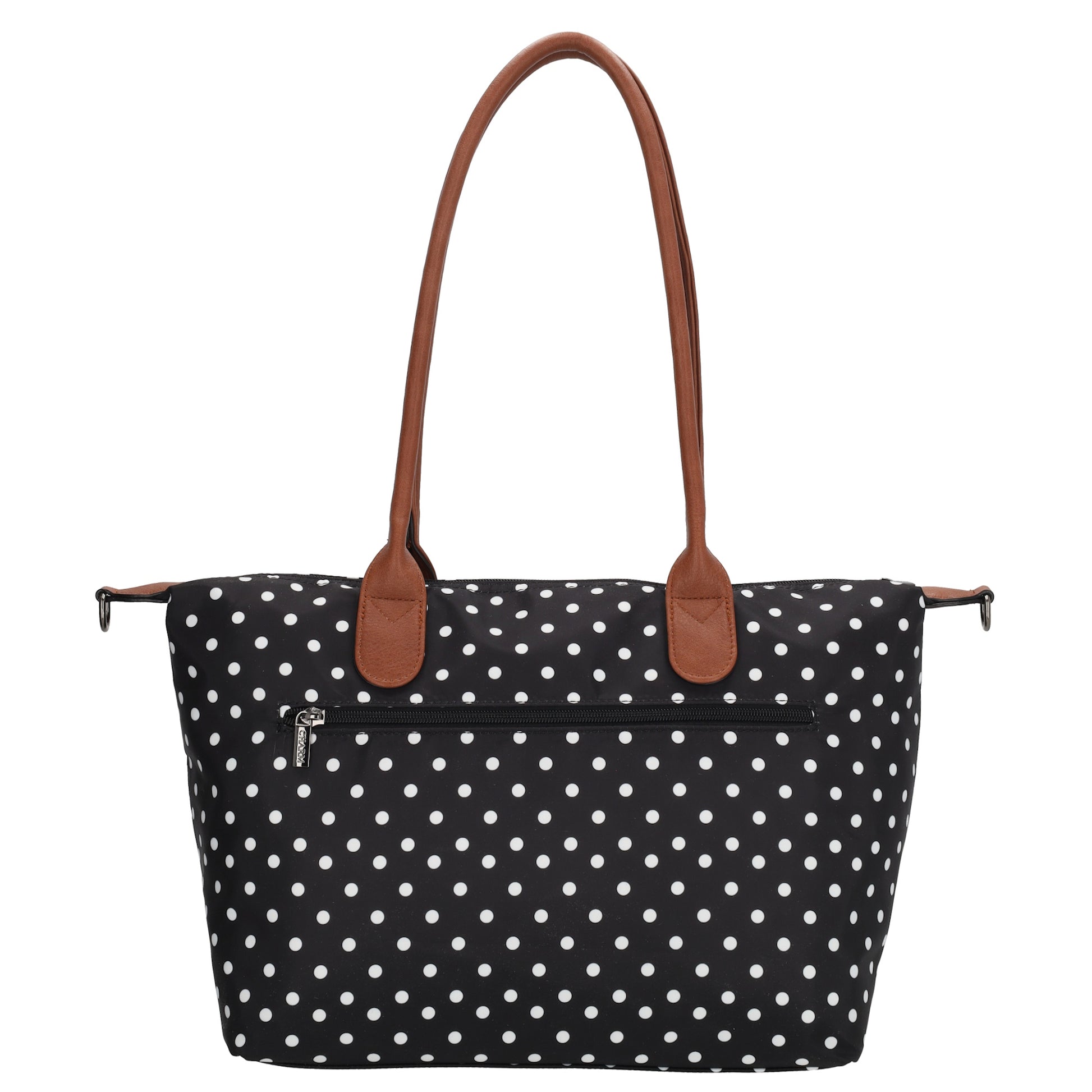 Schultertasche 42x25cm in Schwarz| Punkte Weiß aus Nylon - leder-accessoires.com