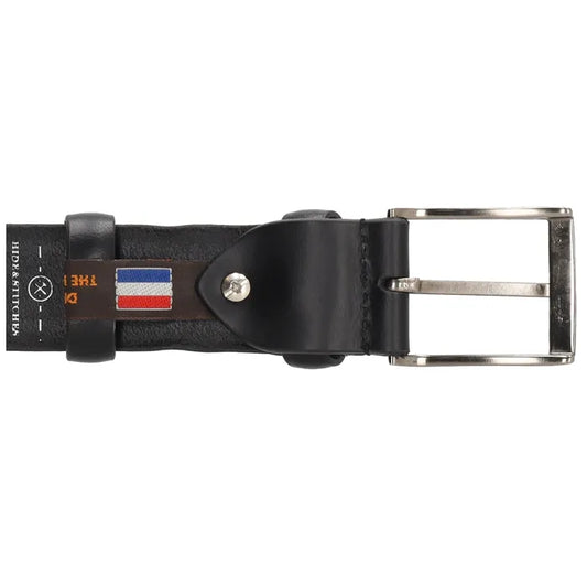 Schwarzer Anzugsgürtel Leder 3,5cm Breite flache Schließe - leder-accessoires.com