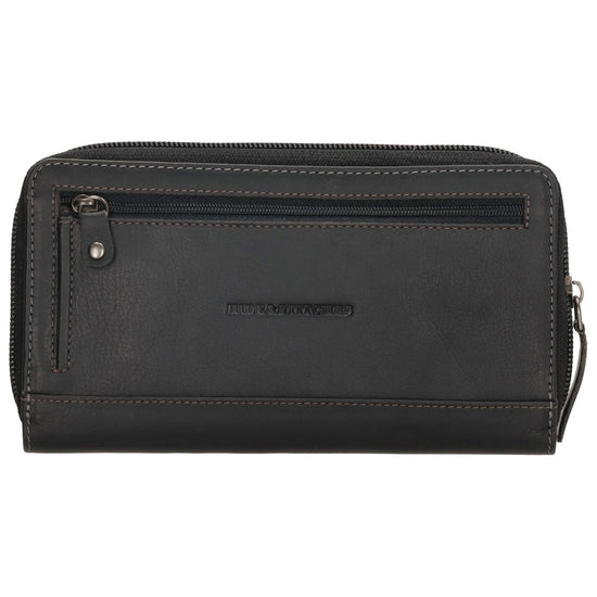 Lederbörse 19x10cm in Schwarz mit Reißverschluss und RFID-Schutz - leder-accessoires.com