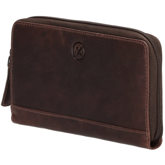 Lederbörse 19x10cm in Braun mit Reißverschluss und RFID-Schutz - leder-accessoires.com