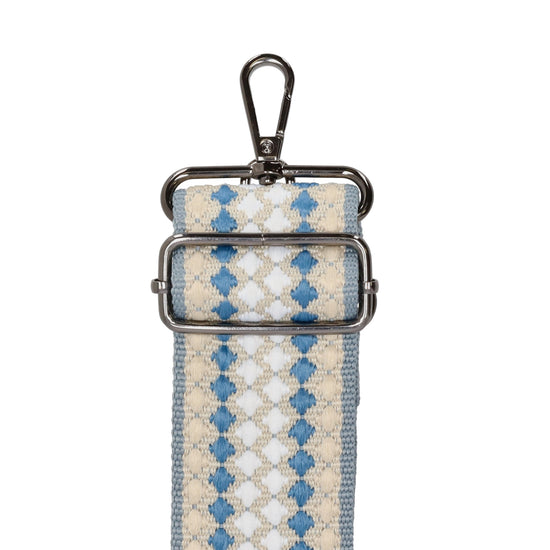 Taschenriemen|Wechselriemen 140cm in Blau|Beige|Weiß im Rautenmuster - leder-accessoires.com