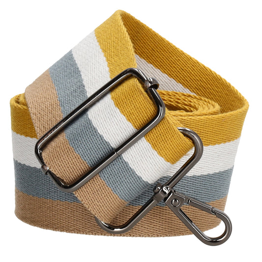 Taschenriemen|Wechselriemen 140cm in Grau|Weiß|Gelb gestreift - leder-accessoires.com