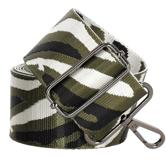 Taschenriemen|Wechselriemen 140cm in Grün|Schwarz|Weiß im Zebra-Muster - leder-accessoires.com