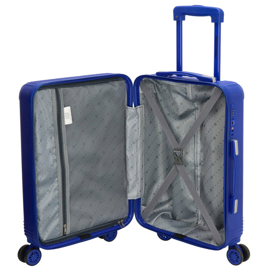 Reisetrolley|Bordgepäck 4-Rad 55cm in Stahlblau aus ABS - leder-accessoires.com