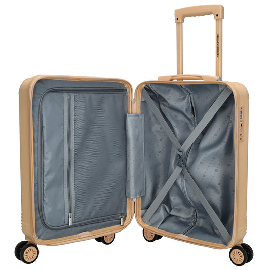Reisetrolley|Bordgepäck 4-Rad 55cm in Champagner aus ABS - leder-accessoires.com