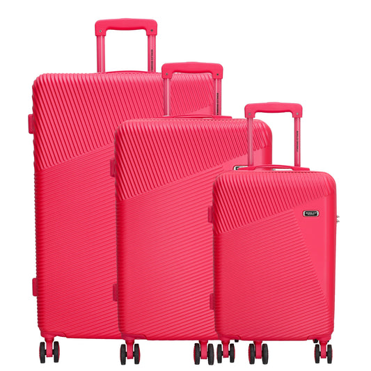 Reisetrolley-Set in Pink mit 4-Rad aus ABS - leder-accessoires.com