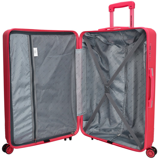 Reisetrolley-Set in Pink mit 4-Rad aus ABS - leder-accessoires.com