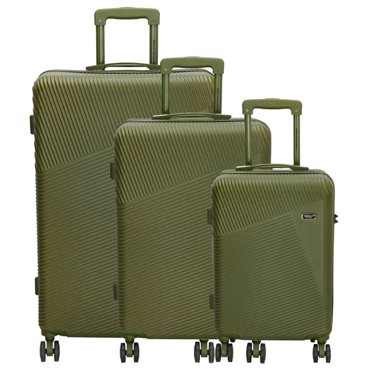 Reisetrolley-Set in Olivgrün mit 4-Rad aus ABS - leder-accessoires.com
