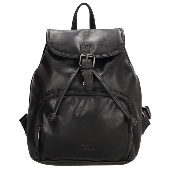 Rucksack mit Kordelzug 26x 31cm in Schwarz aus Leder - leder-accessoires.com