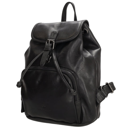 Rucksack mit Kordelzug 26x 31cm in Schwarz aus Leder - leder-accessoires.com