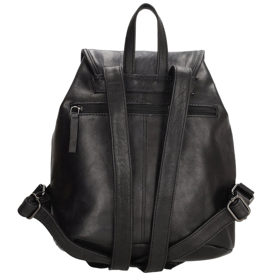 Rucksack mit Kordelzug 26x 31cm in Schwarz aus Leder - leder-accessoires.com