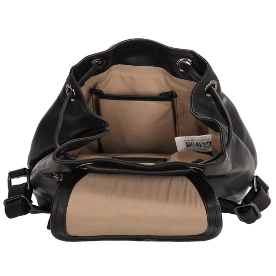 Rucksack mit Kordelzug 26x 31cm in Schwarz aus Leder - leder-accessoires.com