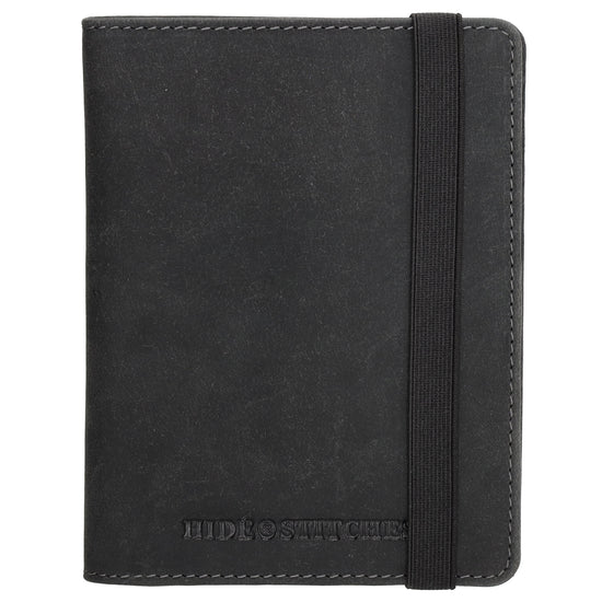 Briefmappe| Passhülle 11,5 x 14,5cm in Schwarz mit Gummiband - leder-accessoires.com