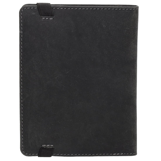 Briefmappe| Passhülle 11,5 x 14,5cm in Schwarz mit Gummiband - leder-accessoires.com