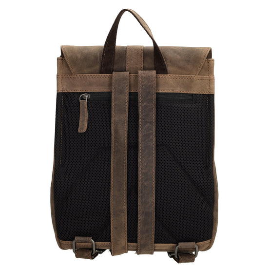Rucksack 25,5x 23,5cm in Braun mit Überschlag und Magnetverschluss aus Leder - leder-accessoires.com