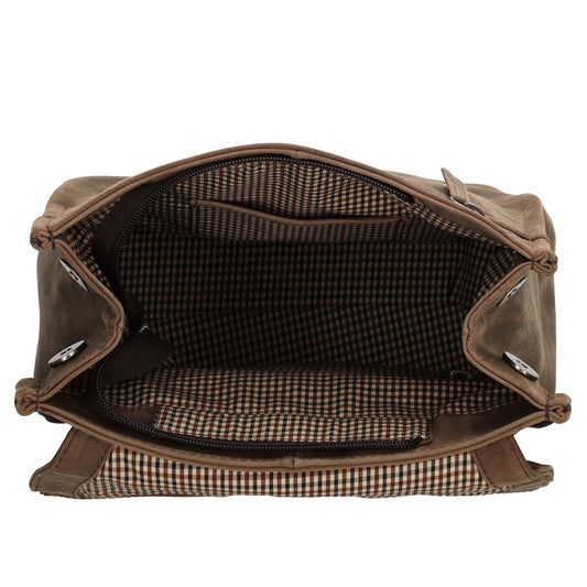 Rucksack 25,5x 23,5cm in Braun mit Überschlag und Magnetverschluss aus Leder