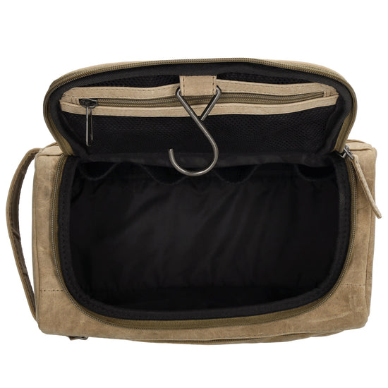 Kulturtasche 26x14,5cm in Sand|Beige aus Leder zum Hängen - leder-accessoires.com