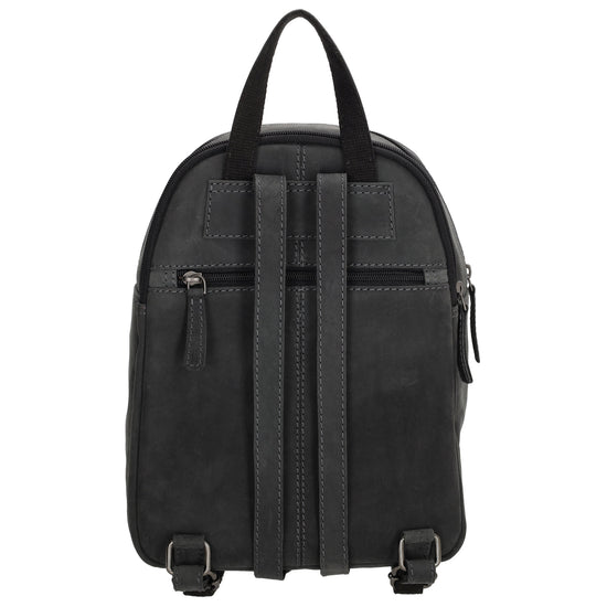 Lederrucksack 20,5 x 28,5cm in Schwarz mit Reißverschluss und Vortasche - leder-accessoires.com