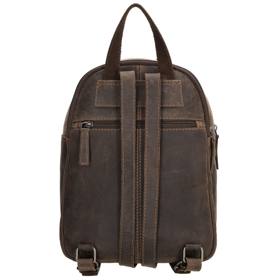 Lederrucksack 20,5 x 28,5cm in Dunkelbraun mit Reißverschluss und Vortasche - leder-accessoires.com