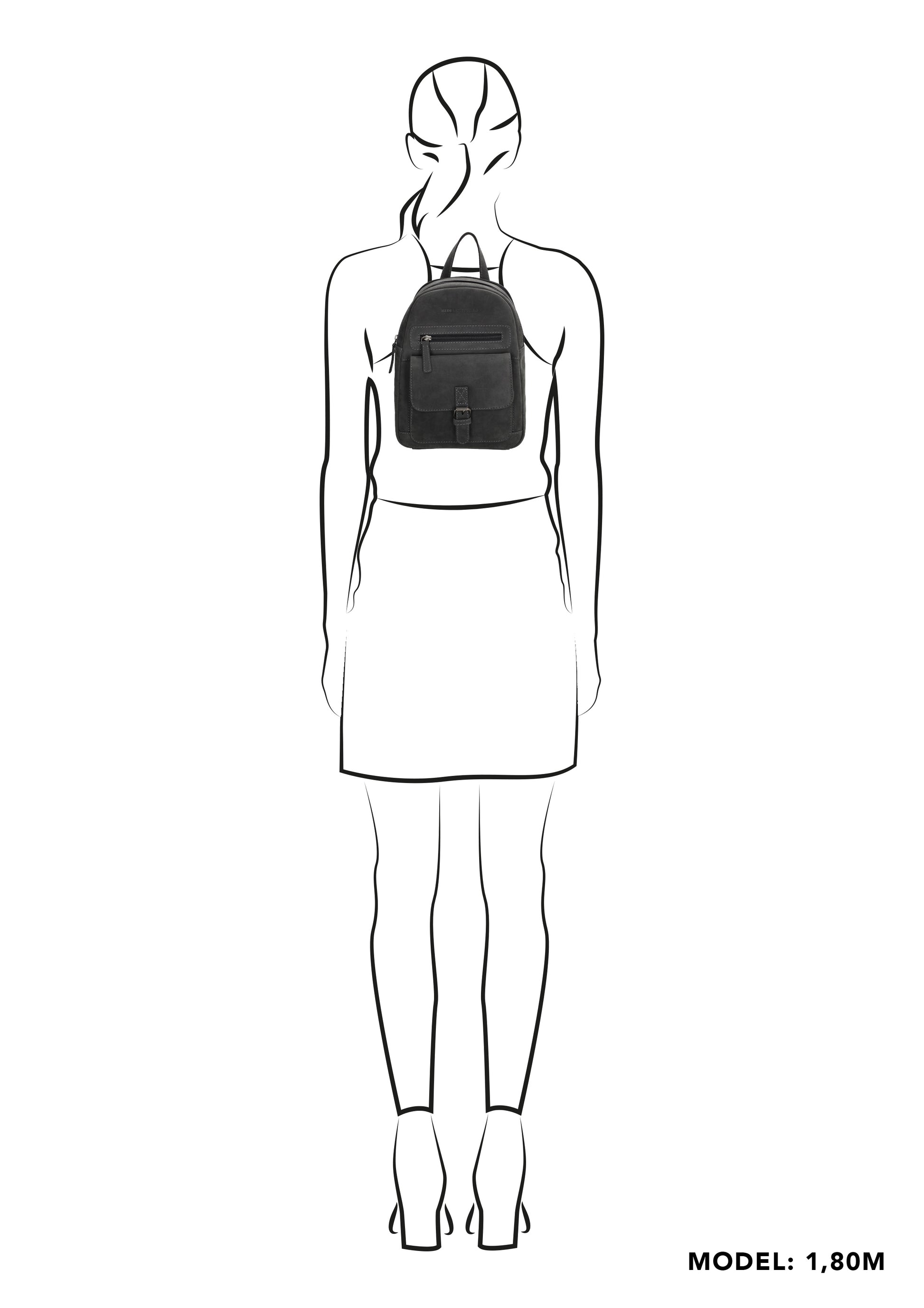 Lederrucksack 20,5 x 28,5cm in Sand mit Reißverschluss und Vortasche - leder-accessoires.com