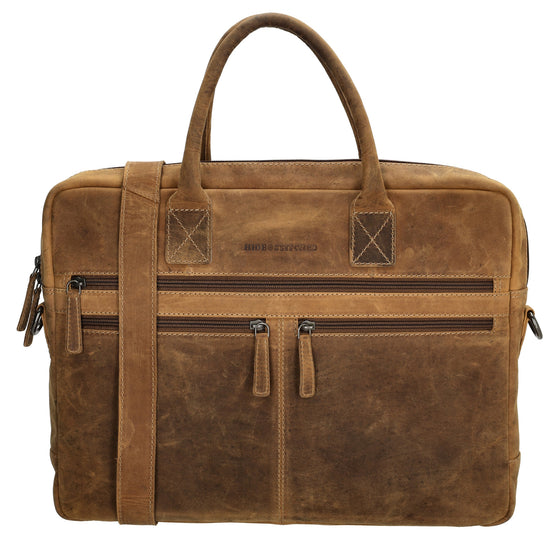Businesstasche 40 x 30,5cm in Cognac mit Reißverschluss - leder-accessoires.com
