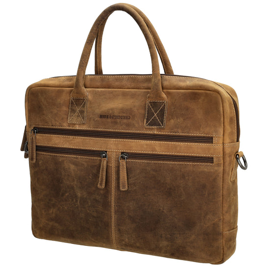 Businesstasche 40 x 30,5cm in Cognac mit Reißverschluss - leder-accessoires.com