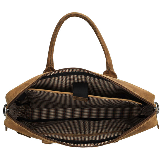 Businesstasche 40 x 30,5cm in Cognac mit Reißverschluss - leder-accessoires.com